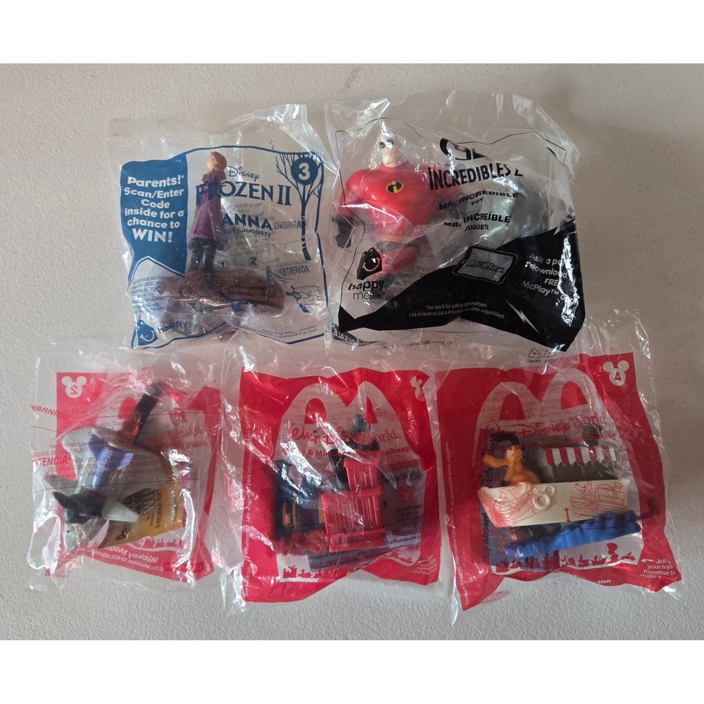 Disney Pixar McDonalds Toy Lot Sealed Frozen Anna Pluto Mickey Incredibles